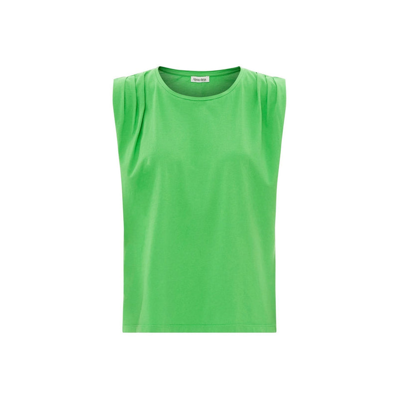 Alma Deia - Débardeur Plissé Coton Bio - Vert Prairie - Femme