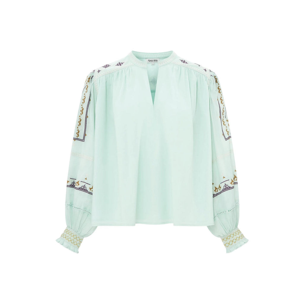 Alma Deia - Embroidered Blouse - Blue - Women