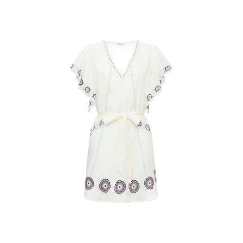 Alma Deia - Robe Kimono Brodée - Blanc Cassé - Femme