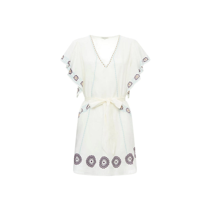 Alma Deia - Robe Kimono Brodée - Blanc Cassé - Femme