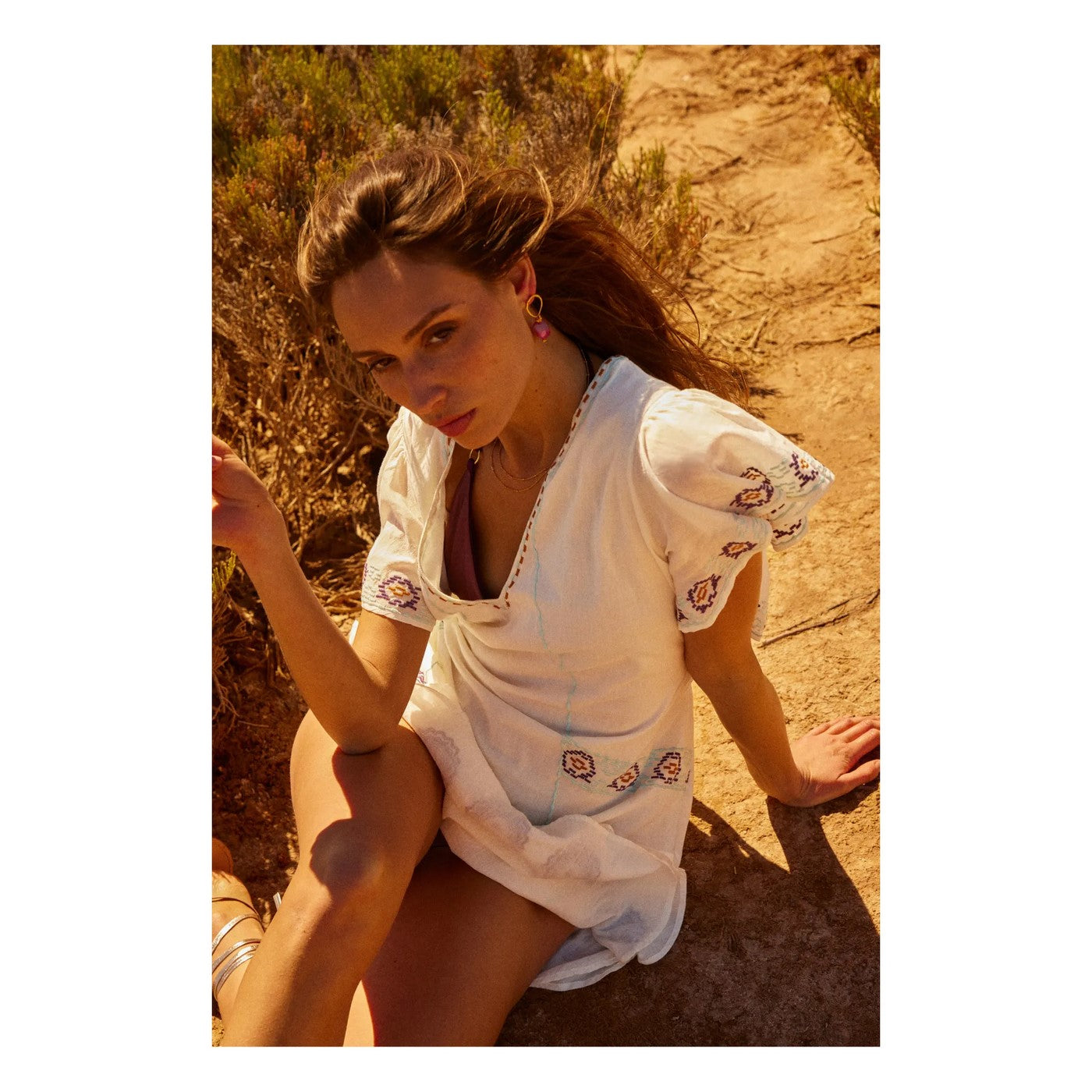 Alma Deia - Embroidered Kimono Dress - Off-White - Women