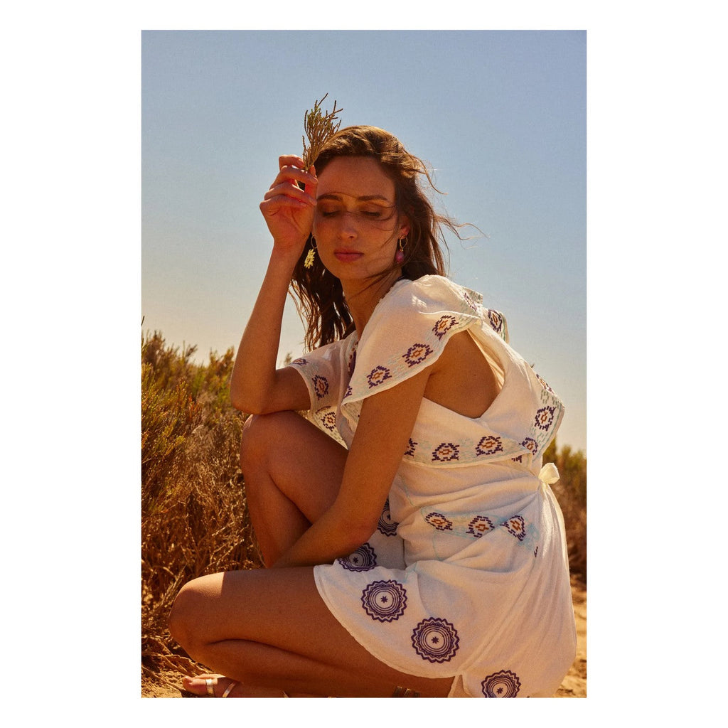 Alma Deia - Embroidered Kimono Dress - Off-White - Women