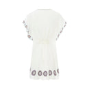 Alma Deia - Robe Kimono Brodée - Blanc Cassé - Femme