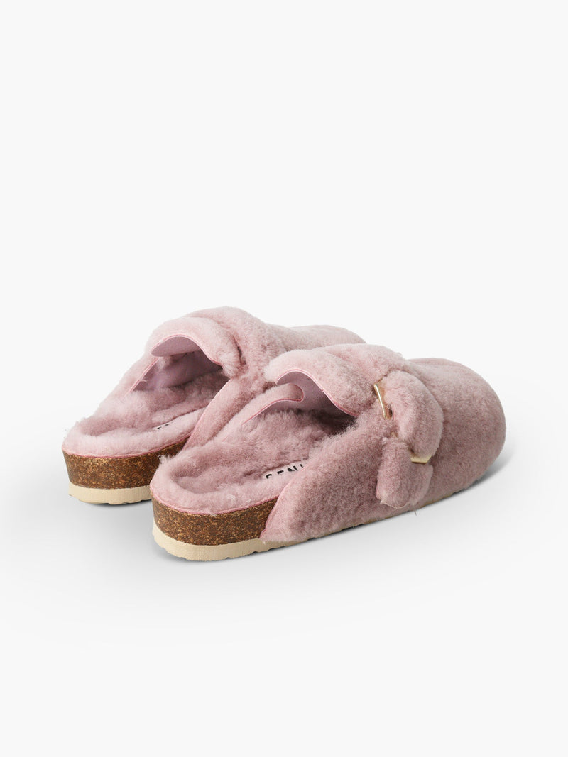 Pantuflas Grisel De Piel De Oveja Rosado