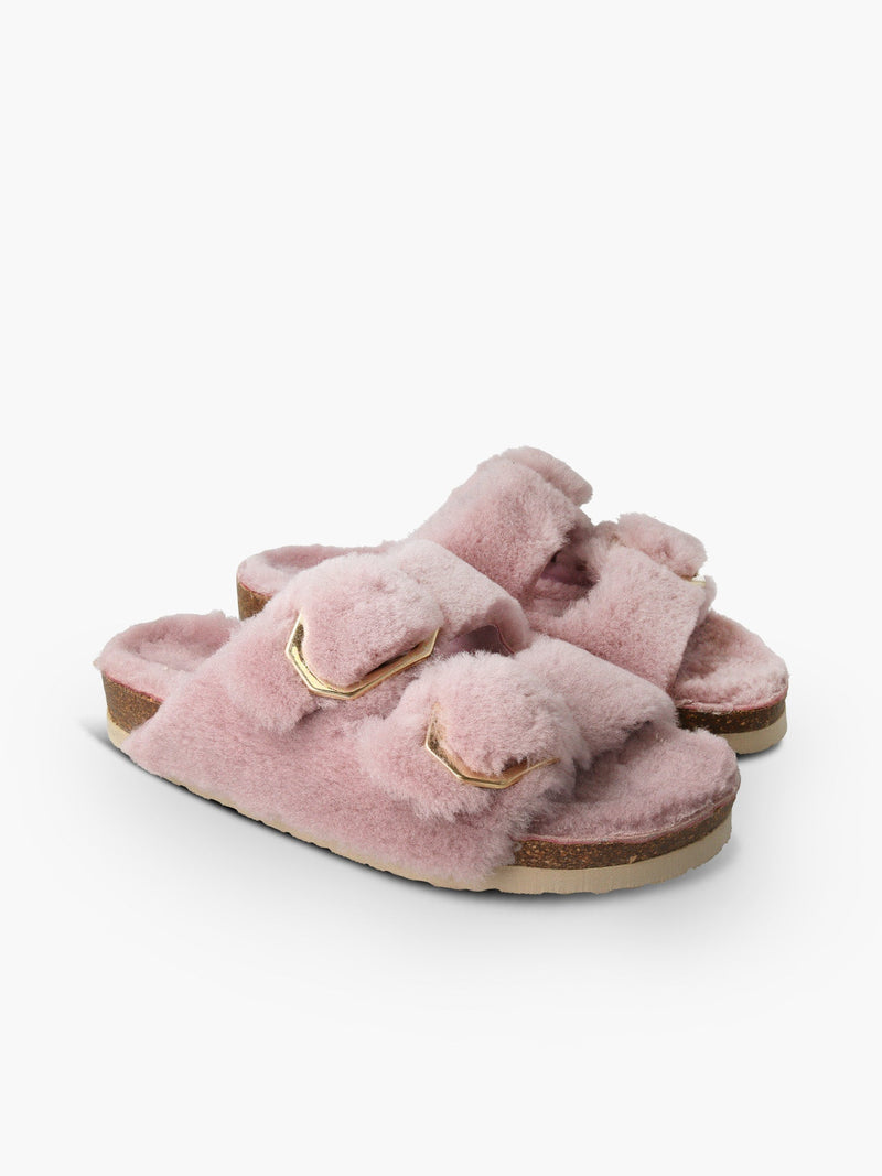 Pantuflas Galia De Piel De Oveja Rosado