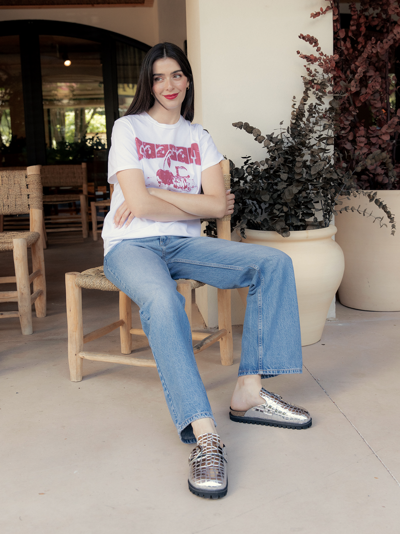 Zuecos Grisel Veganos Plata Coco