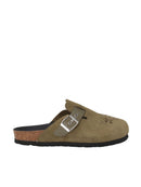 Zuecos folk de terciopelo caqui