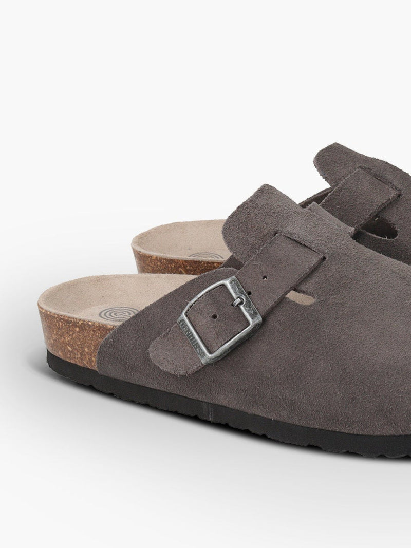 Zuecos Riva Velour Gris Oscuro