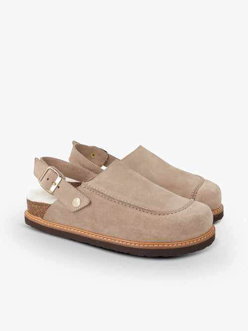 Zuecos Galbano Velour Lana Topo