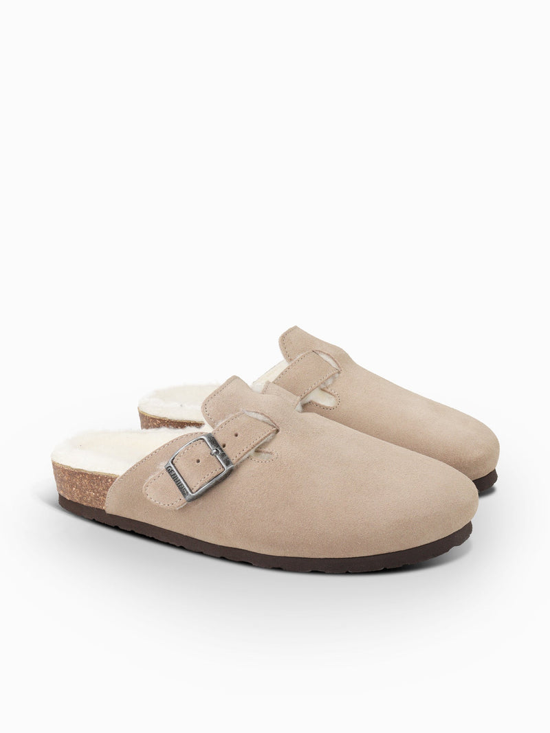 Zuecos Riva Velour Lana Color Topo