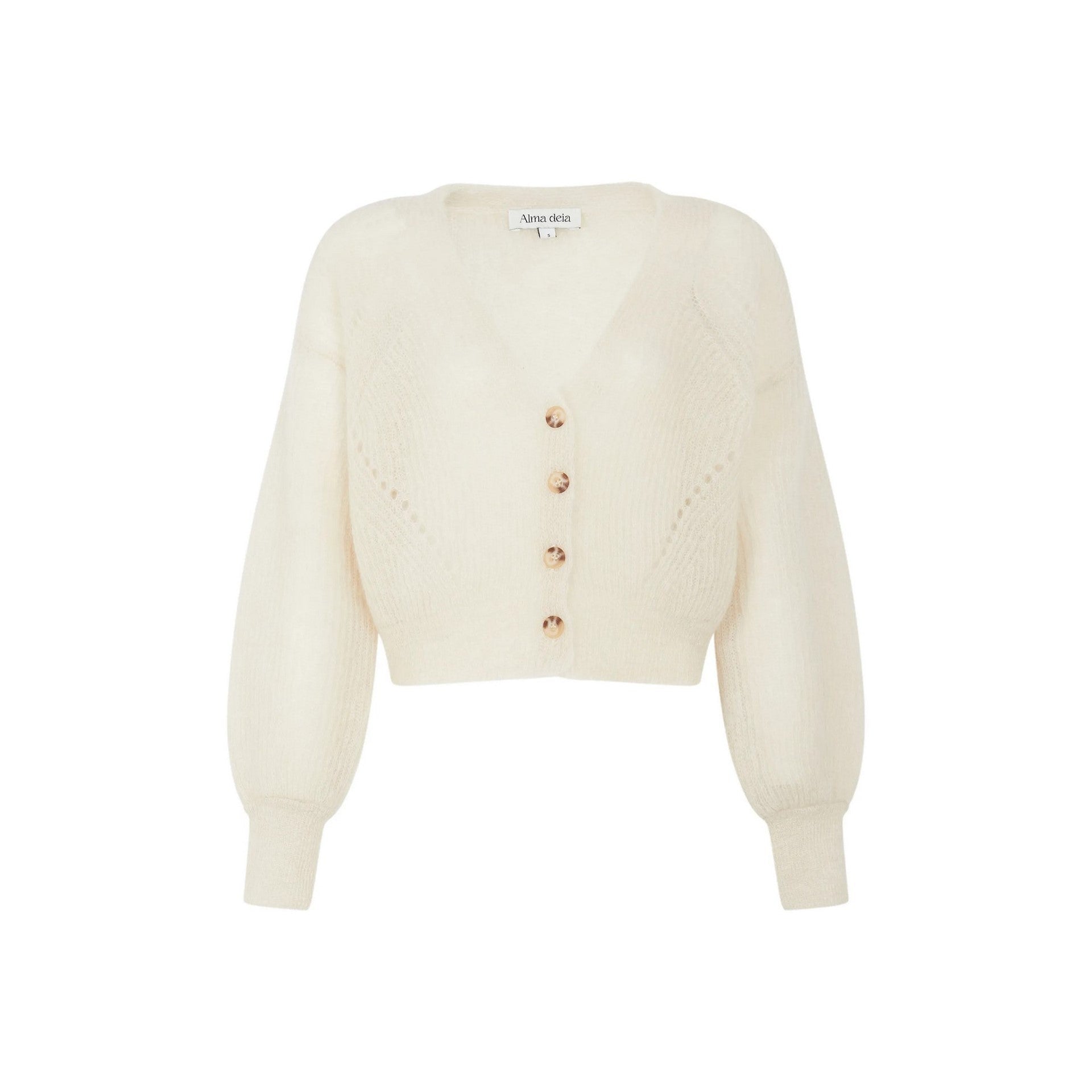 Alma Deia - Buttoned Mohair Cardigan - White/Ecru - Women