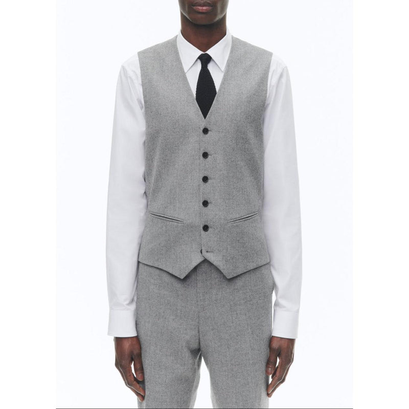 Gilet De Costume En Flanelle De Laine - Gris Moyen