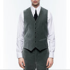 Velvet Suit Vest - Sage Green