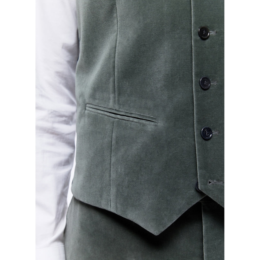 Velvet Suit Vest - Sage Green