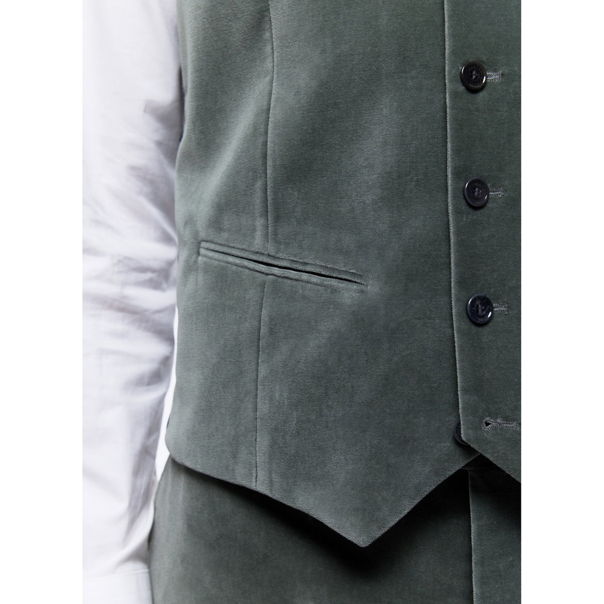 Velvet Suit Vest - Sage Green