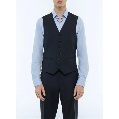 Gilet De Costume En Toile De Laine - Bleu