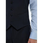 Gilet De Costume En Toile De Laine - Bleu