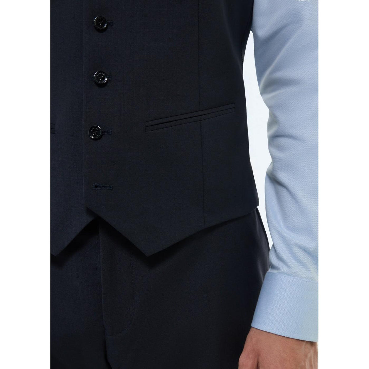 Gilet De Costume En Toile De Laine - Bleu