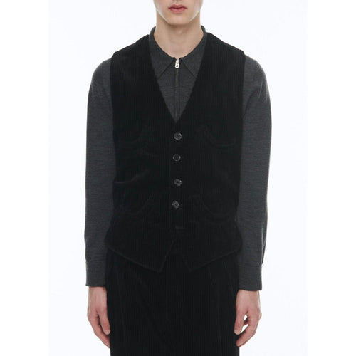 Gilet De Costume En Velours Côtelé - Noir - Homme