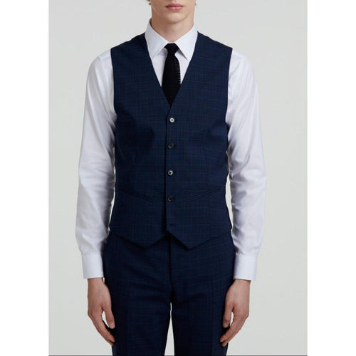 Gilet En Toile De Laine À Motif Prince De Galles - Petrole - Homme