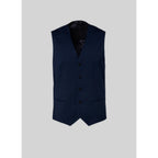 Prince of Wales Pattern Wool Canvas Vest - Petrol - Men