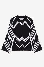 Michonet – Cardigan Set, cardigan noir et blanc avec motifs géométriques, vue de face