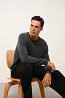 Pull Col Rond 4 Fils - Gabin - Anthracite Chiné