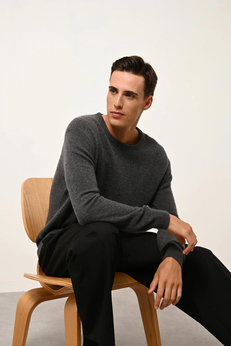 Pull Col Rond 4 Fils - Gabin - Anthracite Chiné