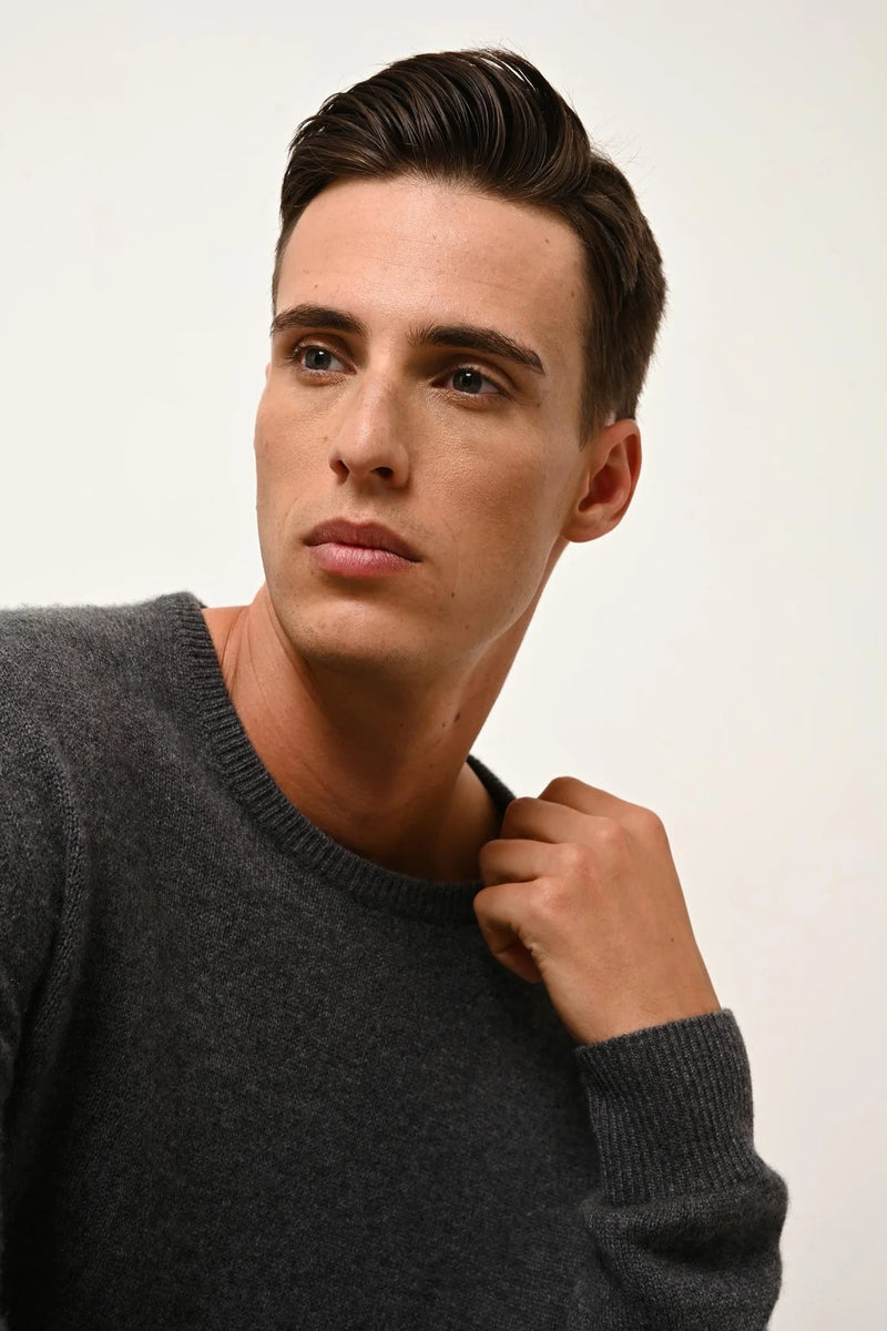 Pull Col Rond 4 Fils - Gabin - Anthracite Chiné