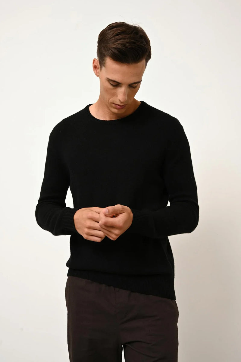 4 Thread Round Neck Sweater - Gabin - Black