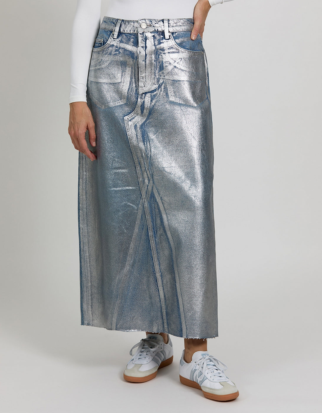 Falda Gael Coated - Silver - Mujer