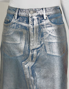 Falda Gael Coated - Silver - Mujer