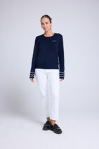 Jersey Cuello Redondo Love Gaia - Azul Marino Blanco
