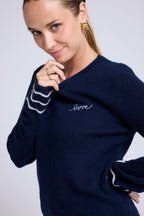 Jersey Cuello Redondo Love Gaia - Azul Marino Blanco