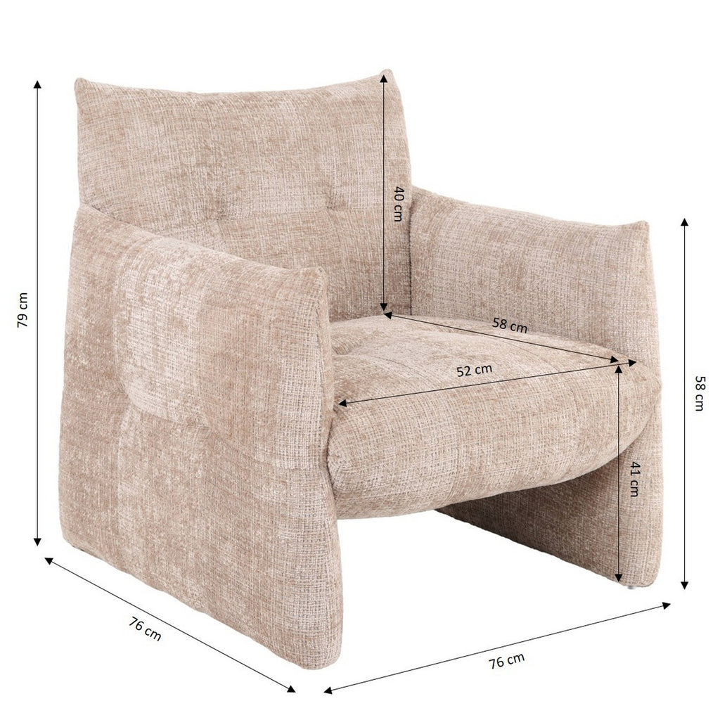 Galatea - Poltrona fissa a 1 posto - Tessuto - Beige