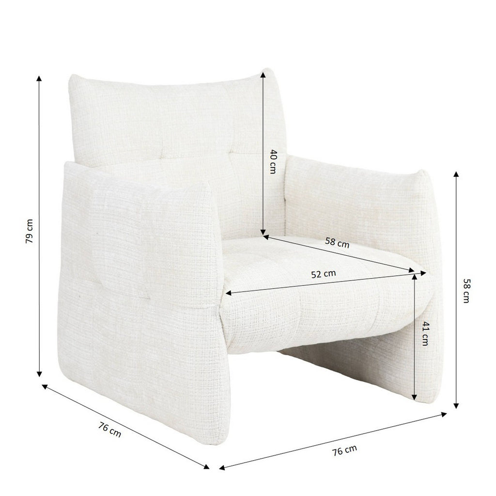 Galatea - Poltrona fissa a 1 posto - Tessuto - Crema