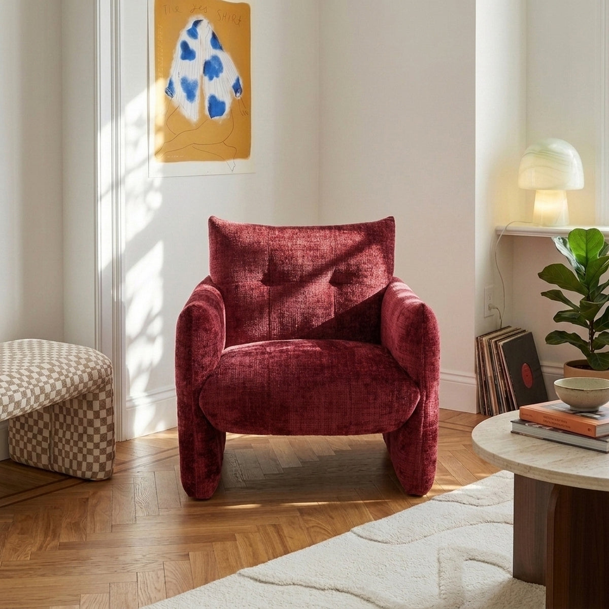 Galatea - Poltrona fissa a 1 posto - Tessuto - Rosso
