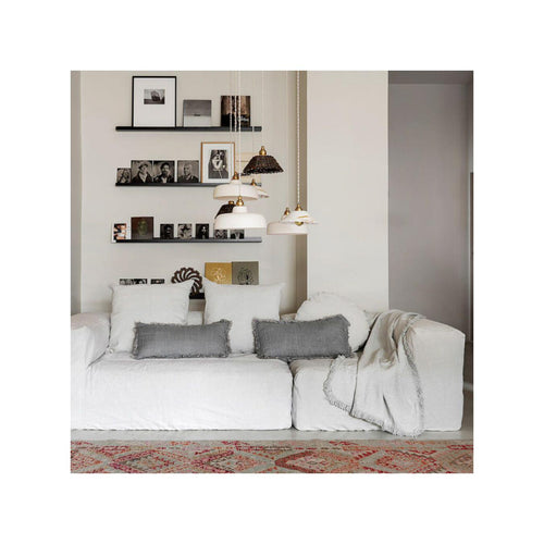 Coussin En Double Gaze De Lin - Galet - Bleu Nil