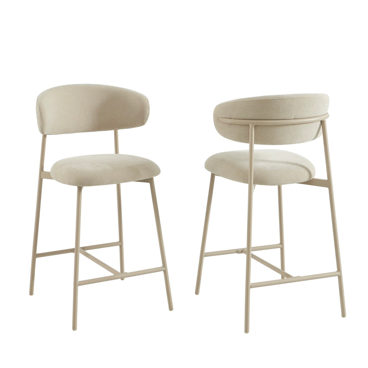Gally - Set di 2 sgabelli - Tessuto beige