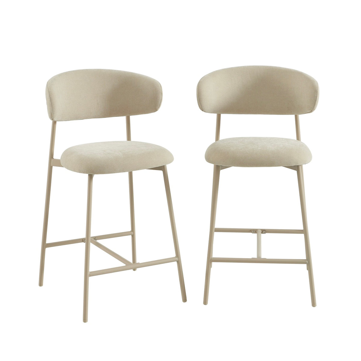 Gally - Set di 2 sgabelli - Tessuto beige
