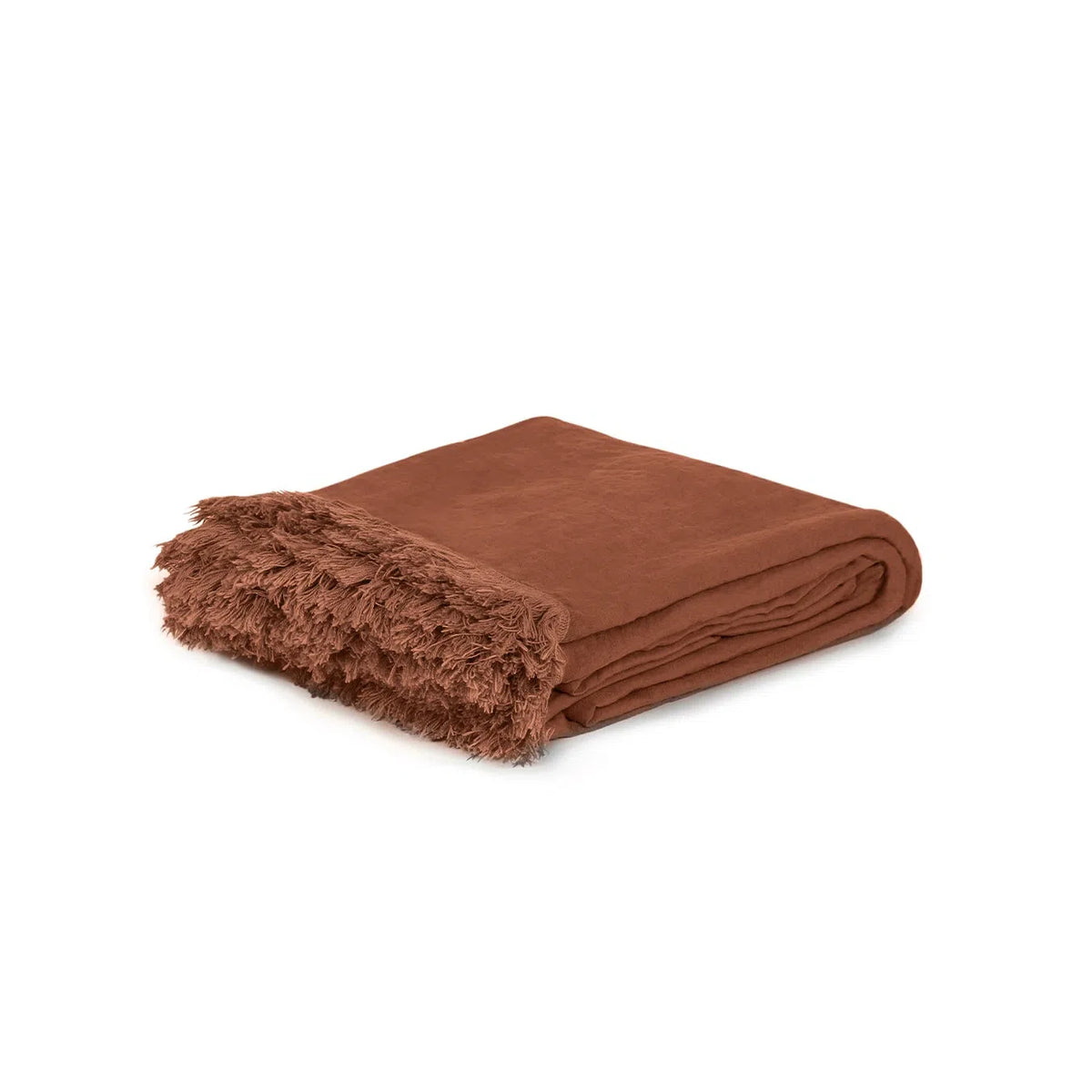 Fringed Bedspread - Gang Fringe - Burnt Earth