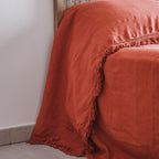 Fringed Bedspread - Gang Fringe - Burnt Earth