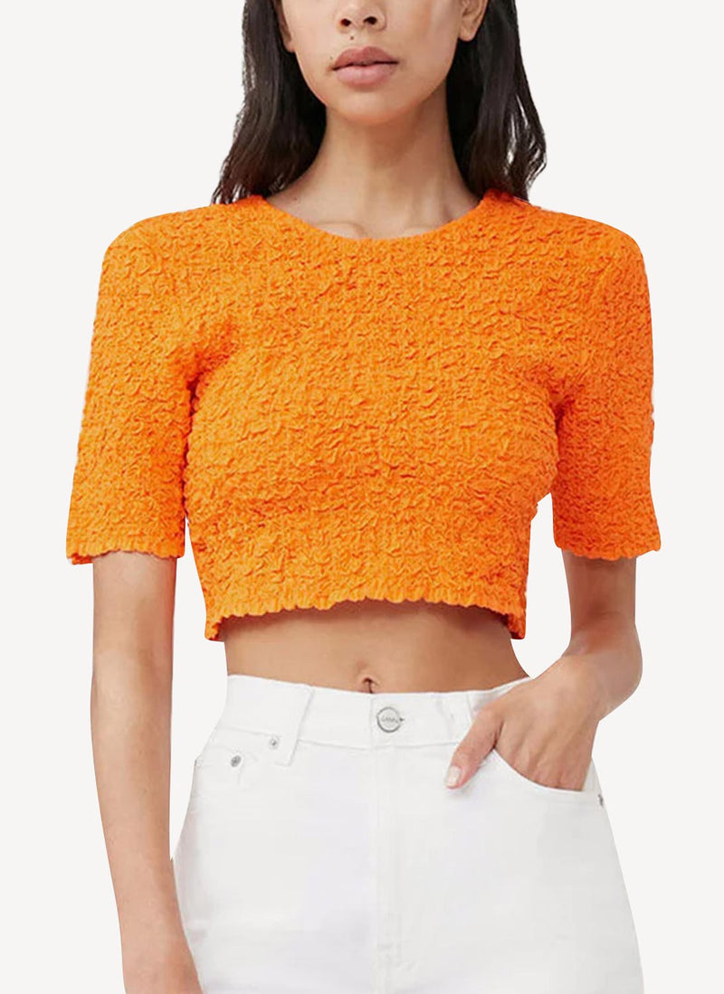 Ganni - Top - Orange - Femme