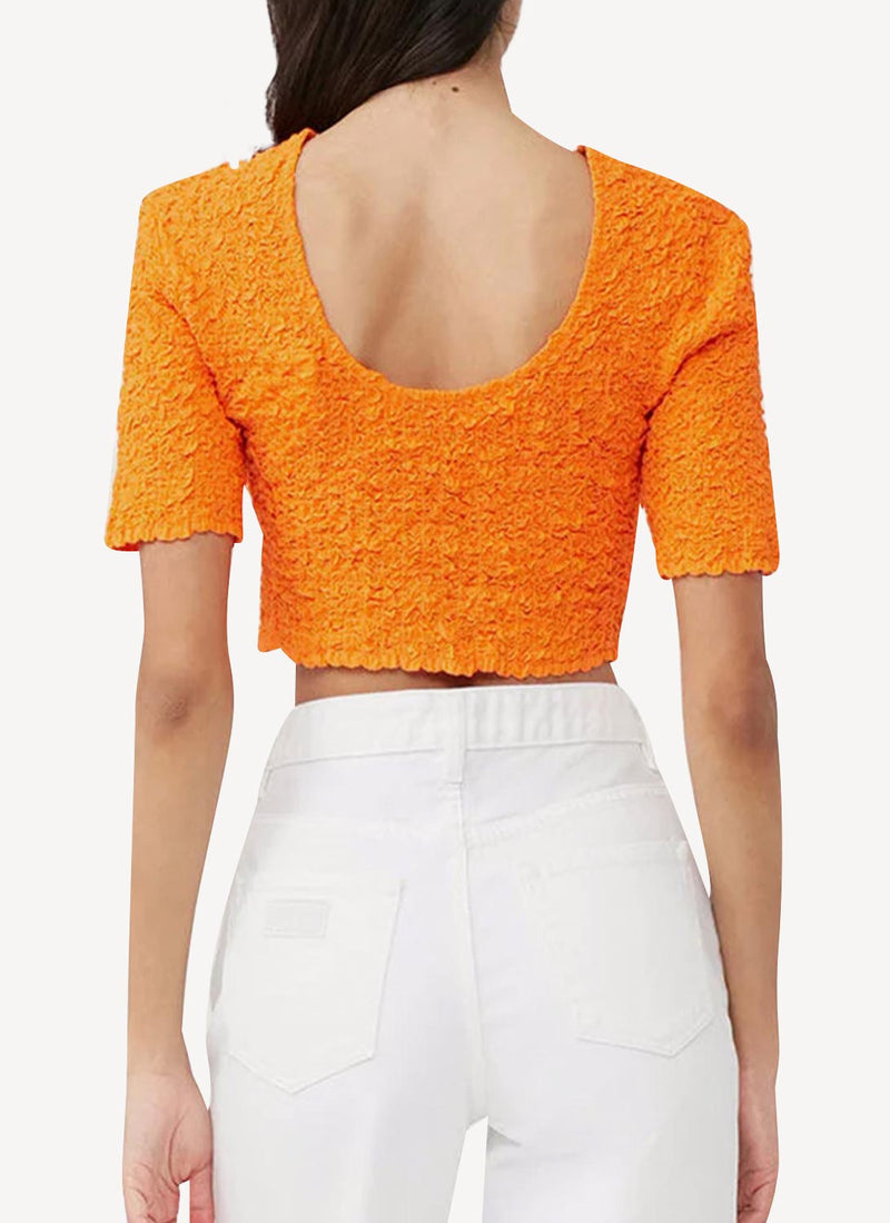 Ganni - Top - Orange - Femme