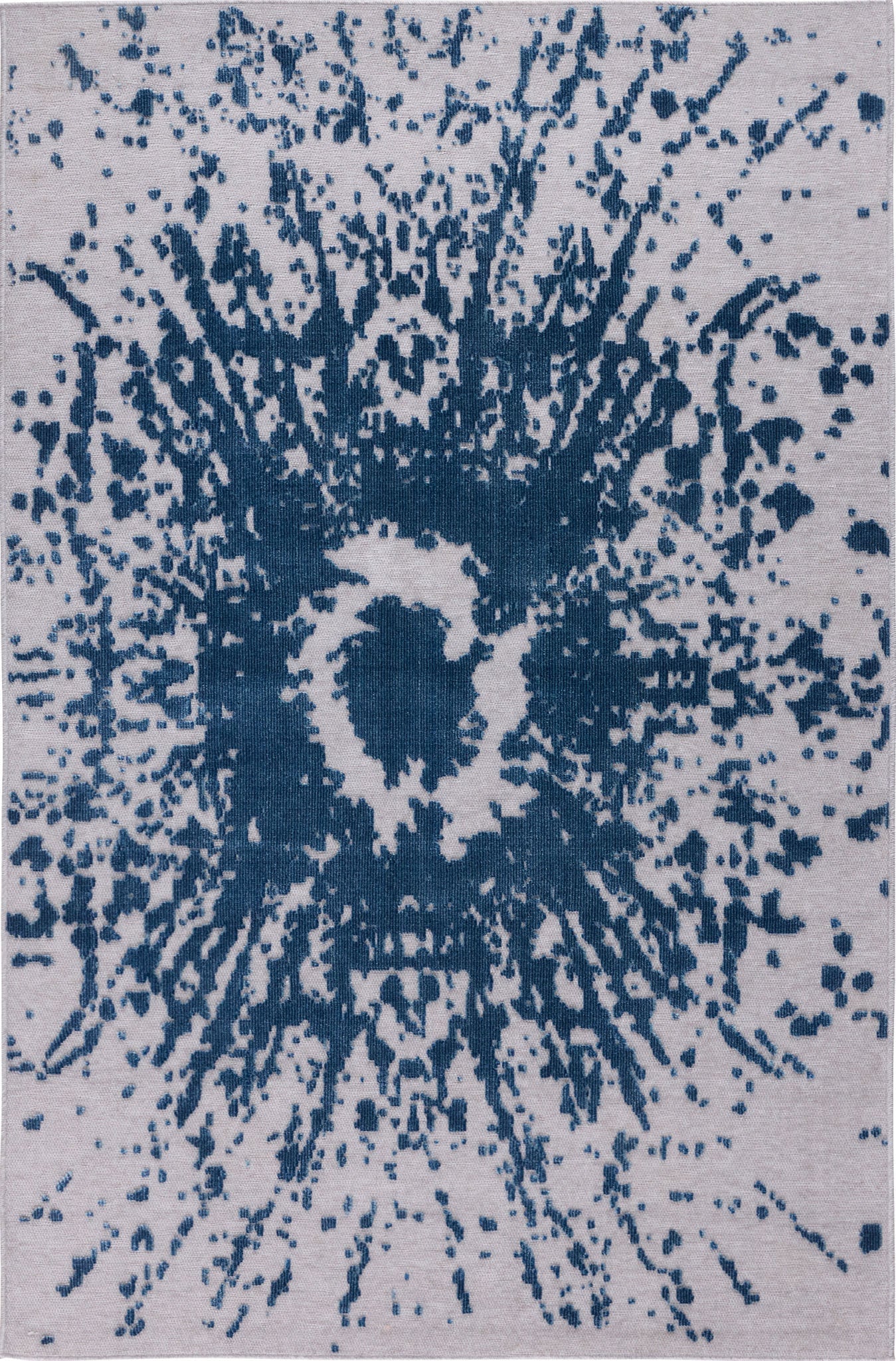 Tapis rectangulaire gris au motif abstrait bleu - GARDEN Garden