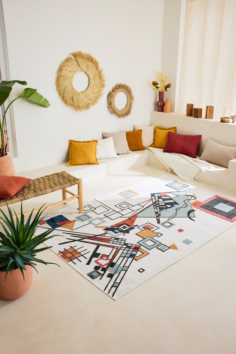 Tapis Garden 1304 - Motif Abstrait - Blanc - Intérieur