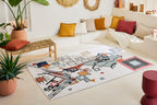 White rectangular rug with colorful artistic patterns - GARDEN Garden