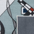 White rectangular rug with colorful artistic patterns - GARDEN Garden