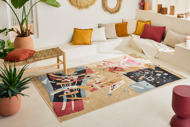 Tapis Garden 1305 - Motif Abstrait - Beige - Intérieur