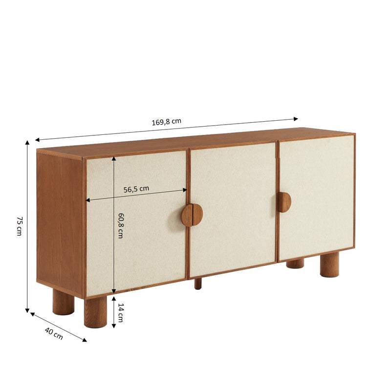 Buffet Gaston 3 Portes - Placage Frêne Cannage